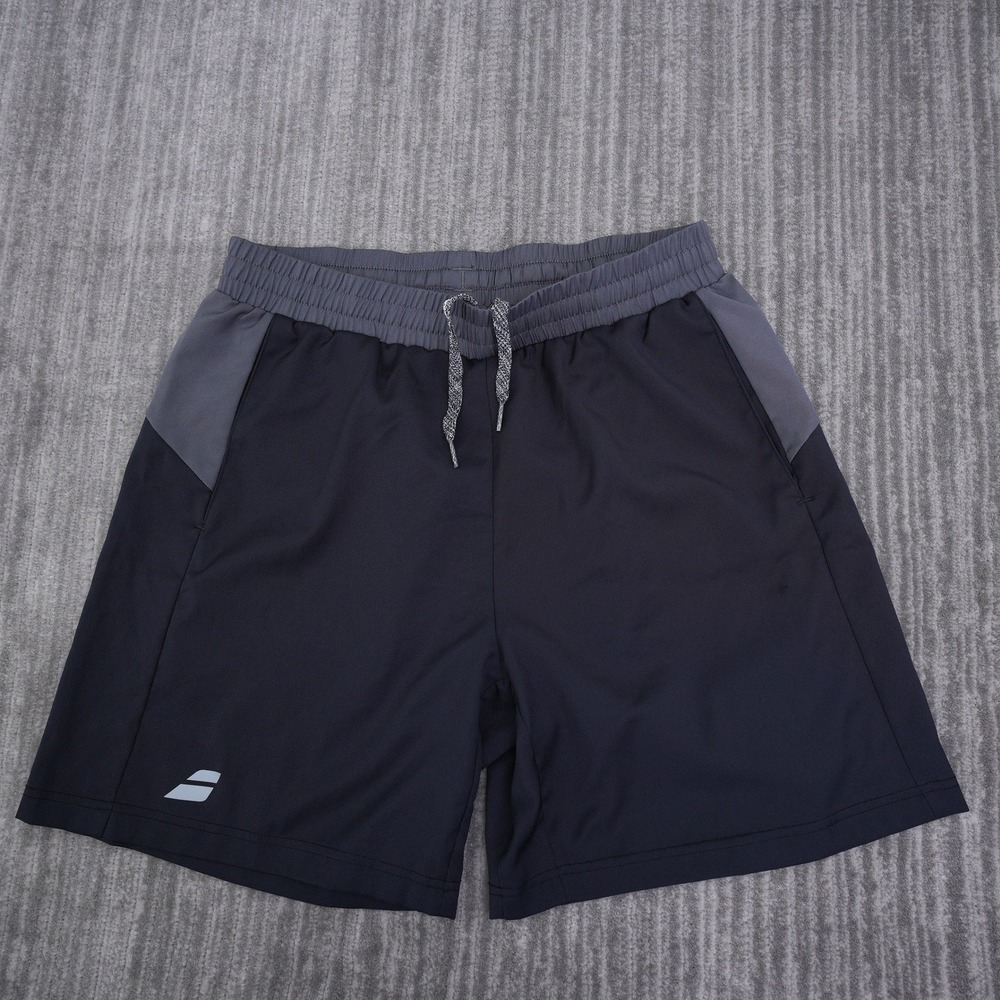 Babolat Mens Tennis Shorts Black Grey Athletic Training Gym Size Large